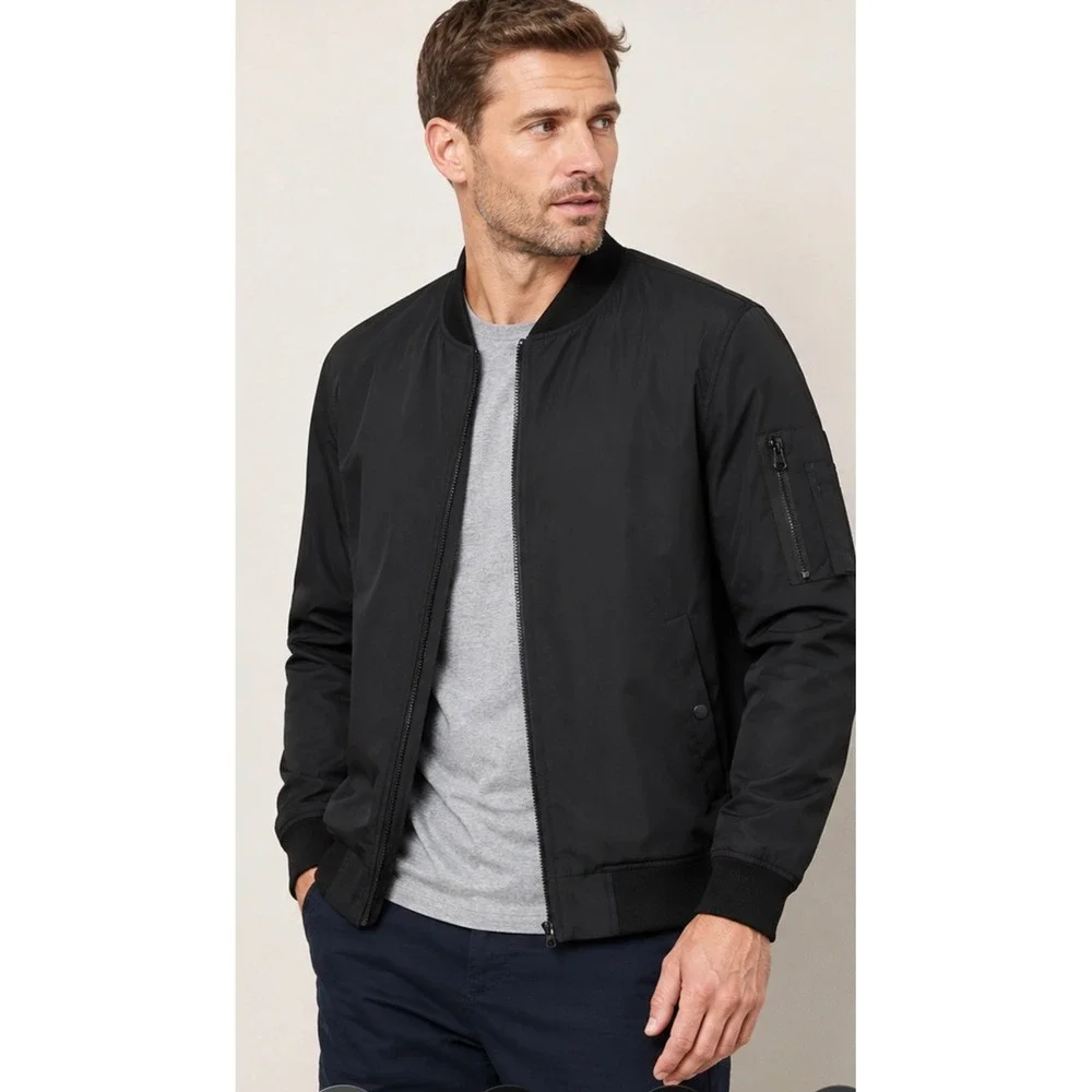 Banana Republic Tech Motion Bomber Jacket Mens XL Black Full Zip 533574-00